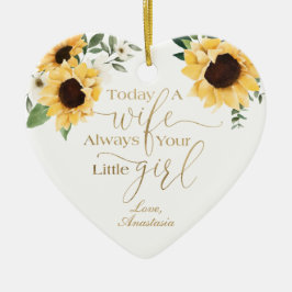 I dag en fru, alltid dina små solblommor julgransprydnad keramik