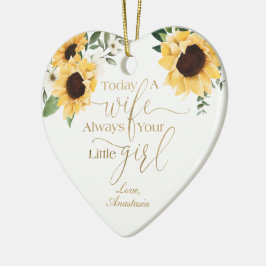 I dag en fru, alltid dina små solblommor julgransprydnad keramik