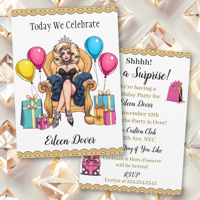 I dag firar vi er födelsedag | Drag Queen Inbjudningar (Skapare uppladdad)