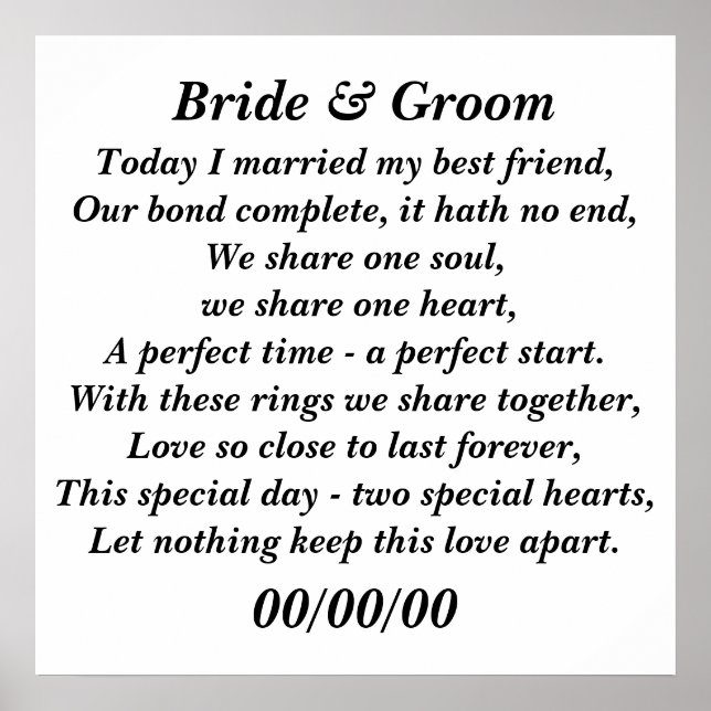 I dag gifte jag mig med min bästa vän och skräddar poster (Framsidan)