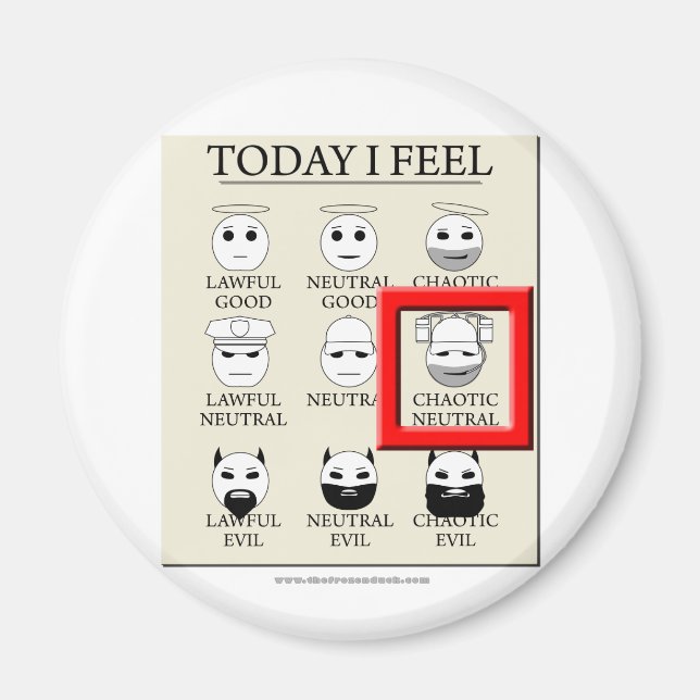 I dag känner jag kaotisk Neutralt Magnet (Framsidan)