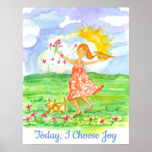 I dag väljer jag Joy Lycklig Girl Positive Ord Poster