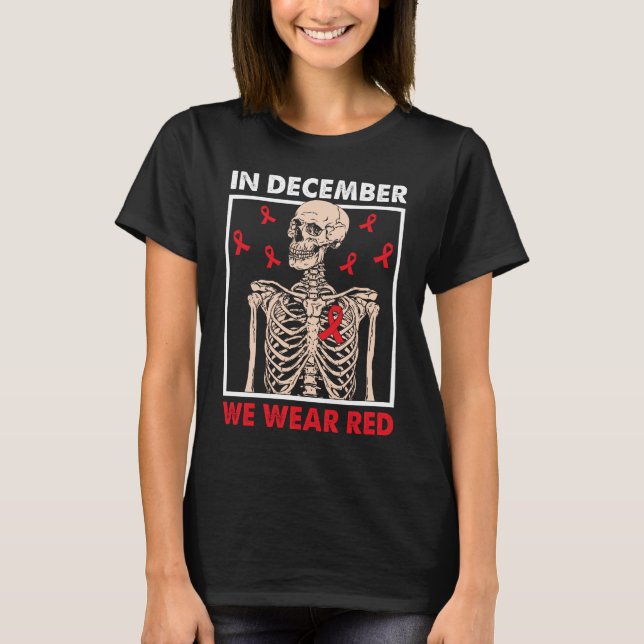 I december 2011 Bära vi Red Ribbon Skeleton T Shirt (Framsida)
