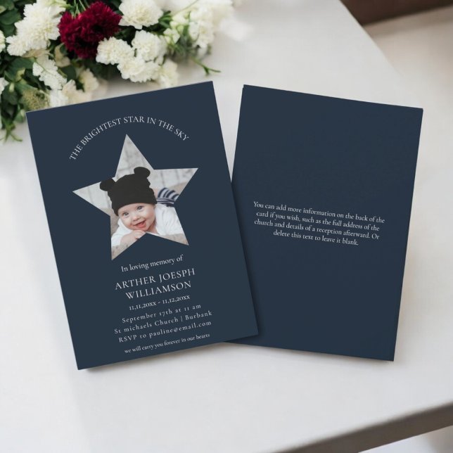 i den bästa minneskonstruktionen med en ljusare st inbjudningar (baby and infant loss , breavemnt , baby funeral invitation )