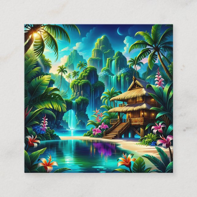 I den här digitala målningen har en artist skapat  fyrkantigt visitkort (Framsida)