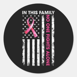 I den här familjen Fight Ensam Breast Cancer Aware Runt Klistermärke
