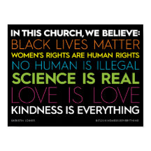 I den här kyrkan.. Kindness är allt-tecken