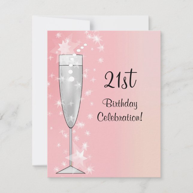I den rosa 21st födelsedagsfest inbjudan (Framsida)