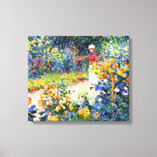 I den trädgårds- Claude Monet kvinnamålningen Canvastryck