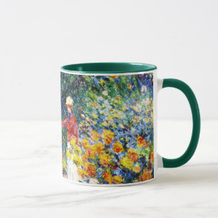 I den trädgårds- Claude Monet kvinnamålningen Mugg