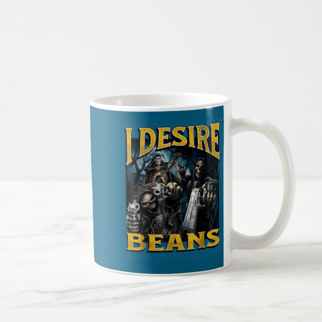 I Desire Beans Funny Hard Skeleton Meme Bootleg  Kaffemugg (Höger)