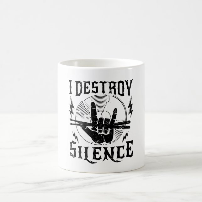 I Destroy Silence Music Coffee Mug Kaffemugg (Center)