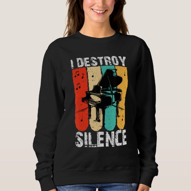 I Destroy Silence Piano Keyboard Player Keyboardis T Shirt (Framsida)