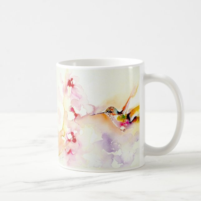 "I det rosa" Hummingbirdtrycket Kaffemugg (Höger)