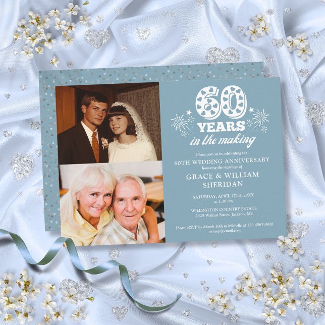 I det Skapar fotoutskottet på 60:e Bröllop-årsdage Inbjudningar (In The Making 60th Wedding Anniversary 2 Photo Invitation)