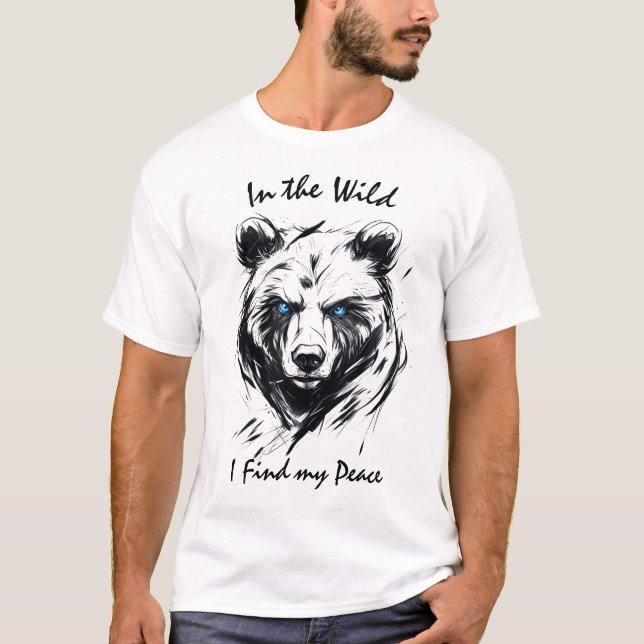 I det vilda finner jag min frid - Fierce Bear Line T Shirt (Framsida)