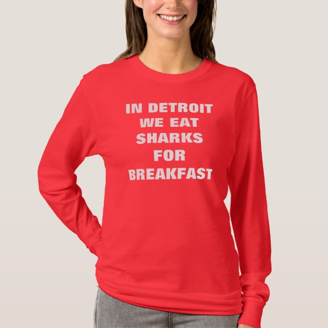 I DETROIT ÄTER VI AKTIER FÖR BREAKFAST TEE (Framsida)