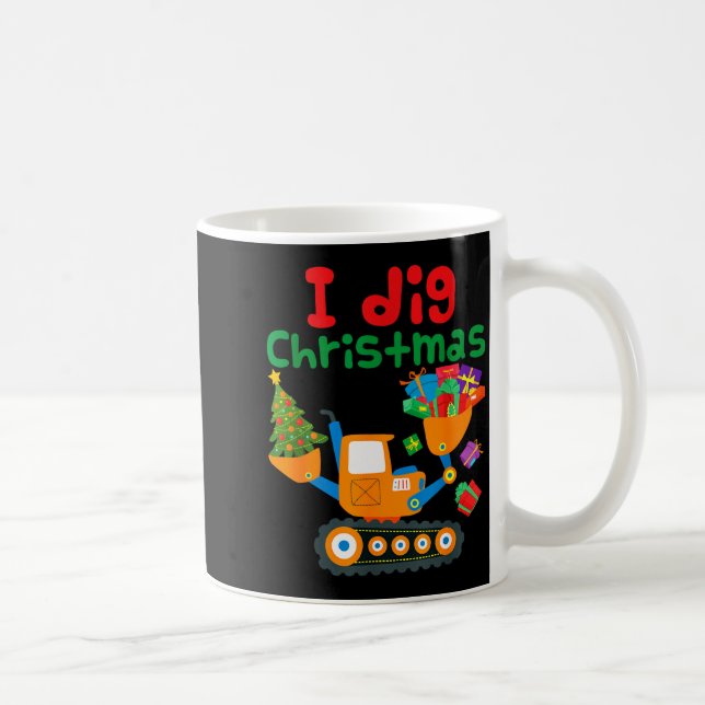 I Dig Christmas Excavator Construction Boys Toddle Kaffemugg (Höger)
