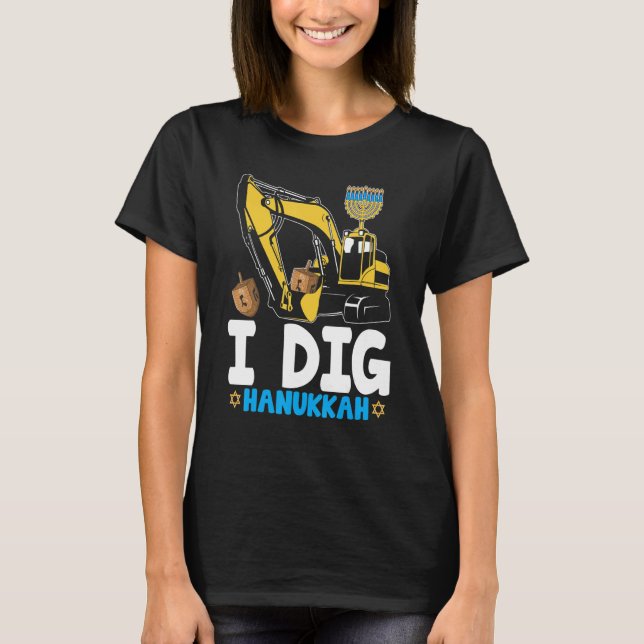 I Dig Hanukkah Excavator Construction Kids Boys Ch T Shirt (Framsida)