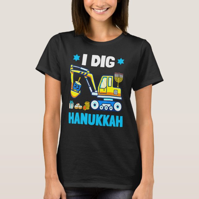 I Dig Hanukkah Excavator Construction Toddler Hanu T Shirt (Framsida)