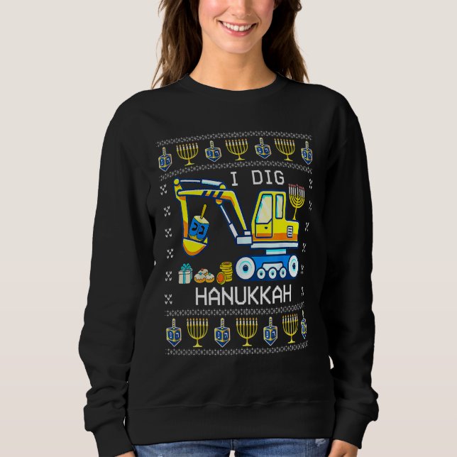 I Dig Hanukkah Excavator Construction Toddler Hanu T Shirt (Framsida)