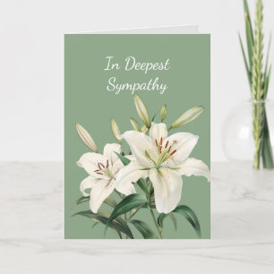 I djupaste sympati Akvarell Vita Lilje Blommor Kort