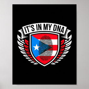 I dna fingeravtryck i puerto rico rican flagga sto poster