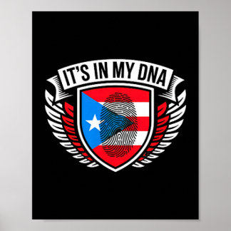I dna fingeravtryck i puerto rico rican flagga sto poster