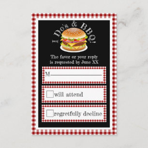 I Do and BBQ Gingham Hamburger Avslappnad Bröllop  OSA Kort