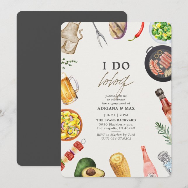 I Do BBQ-Förlovningsfest Inbjudningar (Fram/baksida)