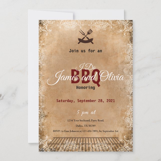 I Do BBQ Invitation, Couples Shower Engagement  Inbjudningar (Framsida)