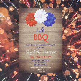 I Do BBQ Patriotic Blommigt Bachelorette Helg Inbjudningar