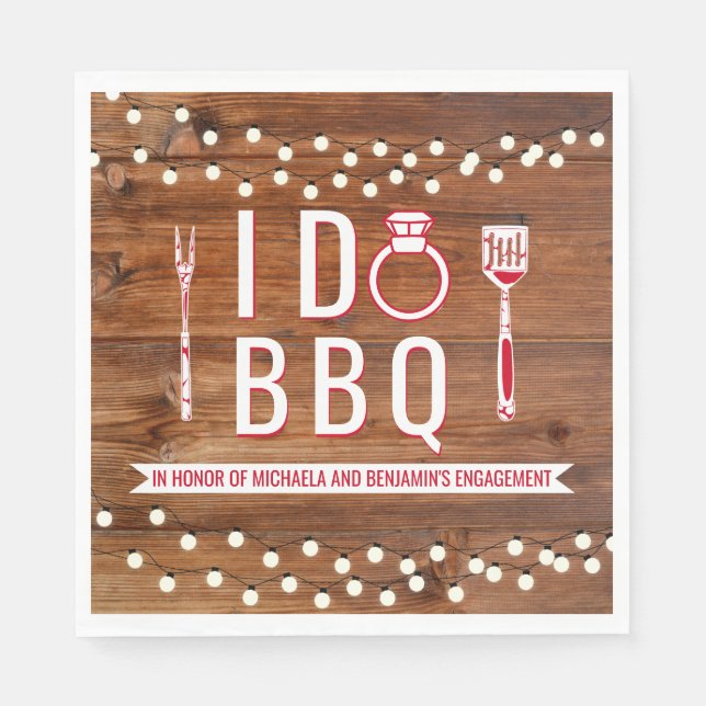 I Do BBQ Rustic Couples Shower Engagement Party Pappersservett (Framsidan)