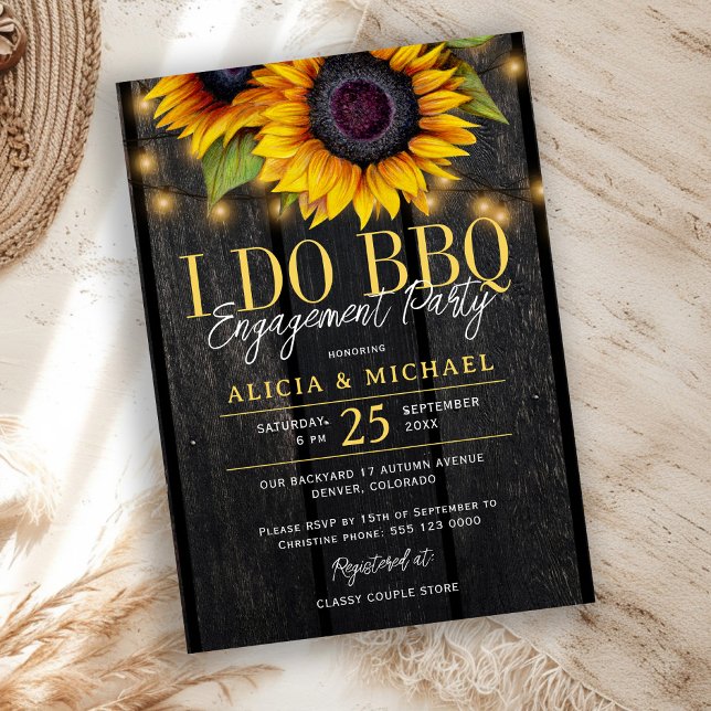 I DO BBQ rustic sunflower engagement party Inbjudningar (Skapare uppladdad)