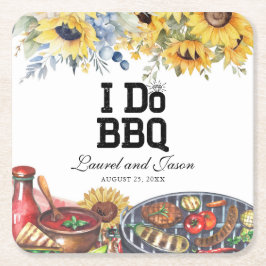 I Do BBQ Solros Rustic Förlovningsfest Underlägg Papper Kvadrat