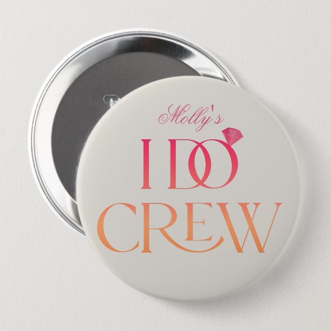 I Do Crew - Anpassad design för bröllopsfest  Knapp (Framsida & baksida)