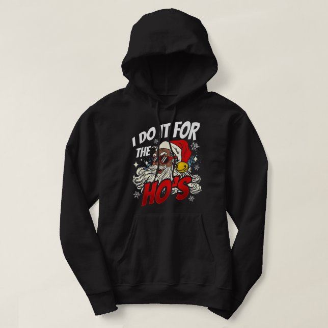I Do It For The Hos Black Christmas Santa Men Hoodie (Design framsida)