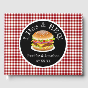 I Do och BBQ Red Gingham Hamburger Avslappnad Bröl Gästböcker