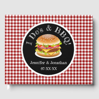 I Do och BBQ Red Gingham Hamburger Avslappnad Bröl Gästböcker