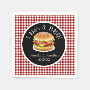 I Do och BBQ Red Gingham Hamburger Avslappnad Bröl Pappersservett