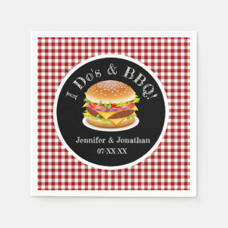 I Do och BBQ Red Gingham Hamburger Avslappnad Bröl Pappersservett