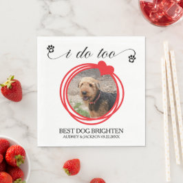I Do Too Red Heart Wreath Dog Photo Wedding Pappersservett