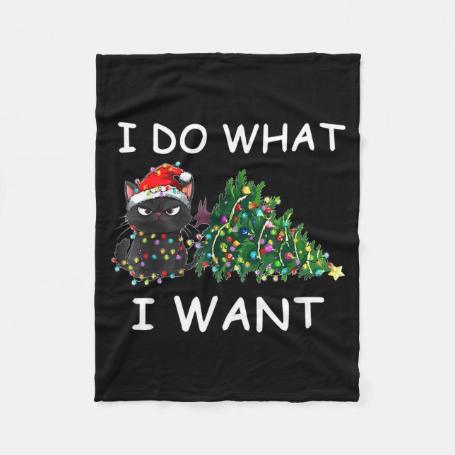I Do What I Want Funny Christmas Black Cat Xmas  Fleecefilt (Framsidan)