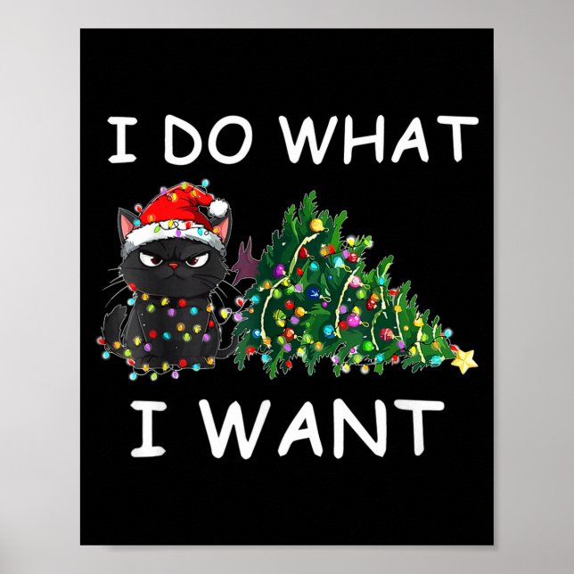 I Do What I Want Funny Christmas Black Cat Xmas  Poster (Framsidan)