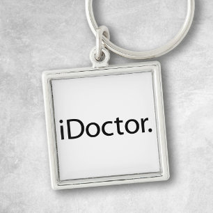 i Doktor (iDoctor) Fyrkantig Silverfärgad Nyckelring