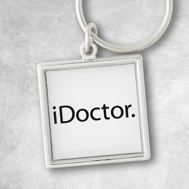 i Doktor (iDoctor) Fyrkantig Silverfärgad Nyckelring (Skapare uppladdad)