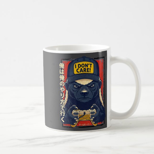 I Don’t Care - Honey Badger Gamer Design  Kaffemugg (Höger)