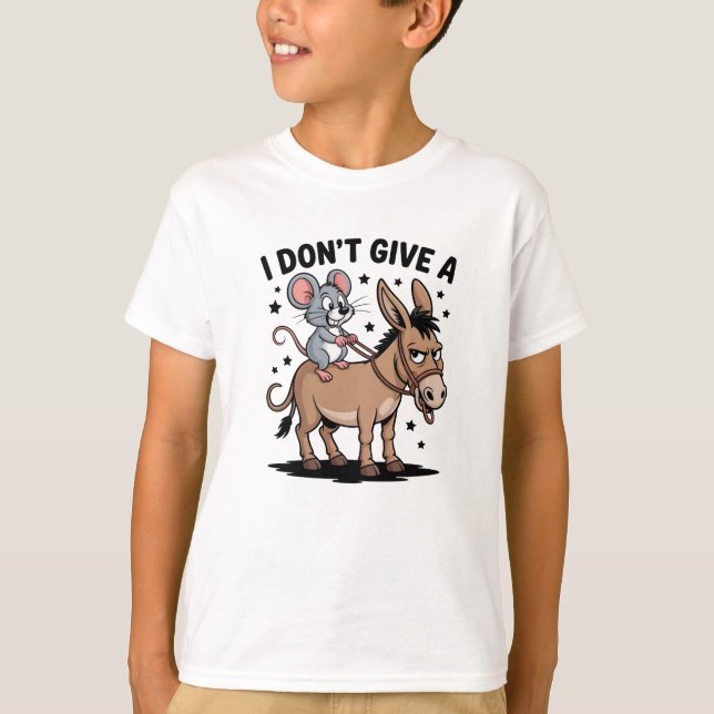 I Don’t Give a - Funny Mouse & Donkey T Shirt (Framsida)