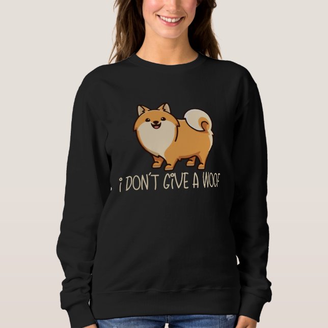 I Don t Give A Woof  Dog  Dog Mom Dad Pomeranian T Shirt (Framsida)