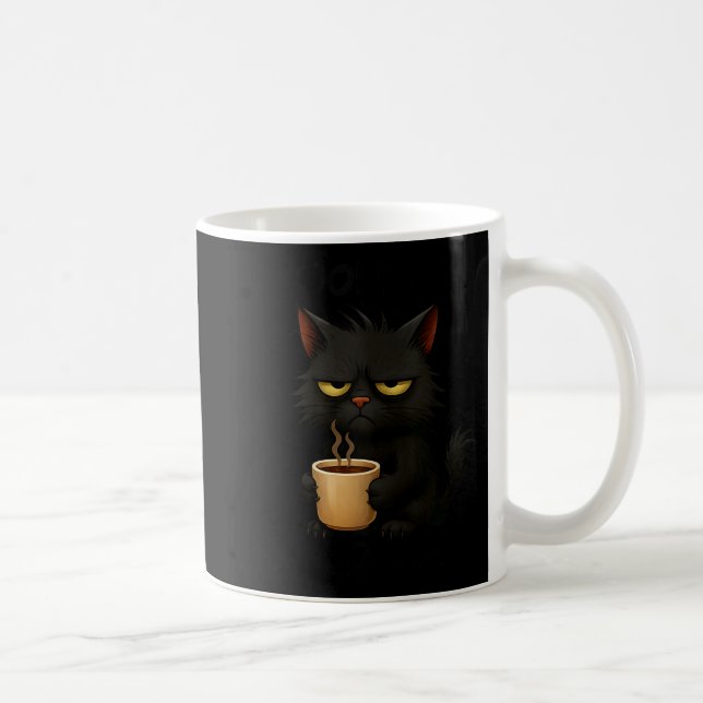I Don't Do Mornings Funny Quote Black Cat Lover Gi Kaffemugg (Höger)